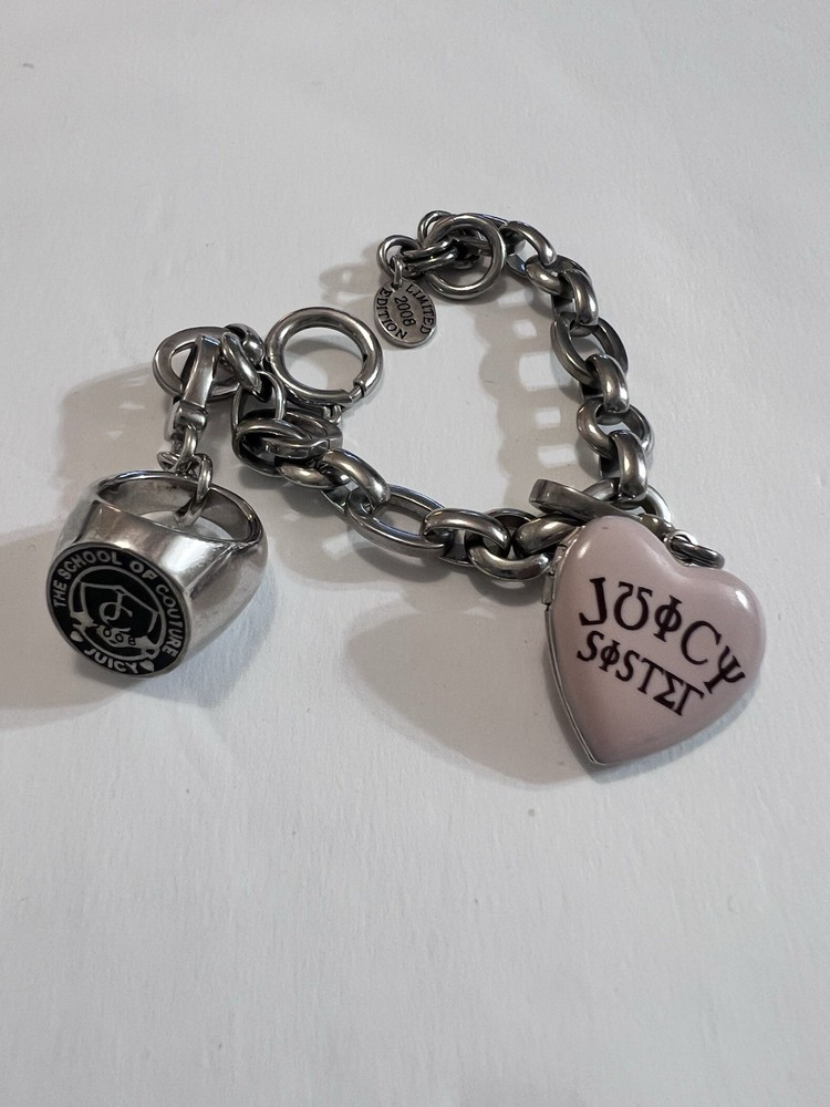 Juicy Couture Limited Edition 2008 Charm Bracelet Heart Locket Class Ring