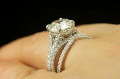 14k White Gold Plated Silver 2Ct Round Cut Moissnite Wedding Bridal Ring Set
