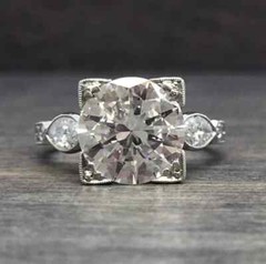 2Ct Art Deco Vintage Style Lab Created Diamond Engagement 14K White Gold FN Ring