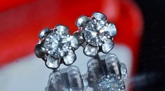 14k white gold earrings 0.50ct natural diamond screwback flower stud 1.95g N3762