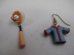 Vintage Sports Earrings hand made polymer clay baseball football