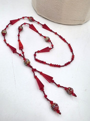 Antique 1920’s Red Ventian Glass Flapper Sautoir Necklace