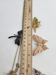 Vintage Estate Butterfly Birds Brooch Lot Rhinestones And Enamel Mixed Materials