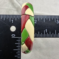 Vintage Artisan Bangle Bracelet Braided Polymer Clay Christmas 8”