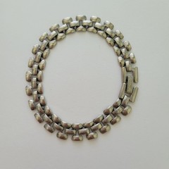 Vintage Bracelet Links Silver Tone Metal Layered Links Rectangular Bars 7.5″