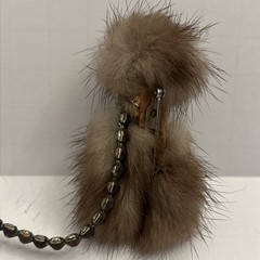 VTG Mink Fur Poodle Dog Brooch, Dark Brown Lapel Pin