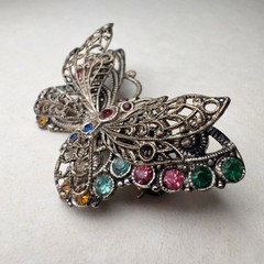 Vintage Butterfly Dragonfly Brooch Lot 5pc Enamel Rhinestone Figural Mix