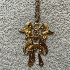 Vintage 1970s/80s Egyptian Revival Statement Necklace Gold RARE