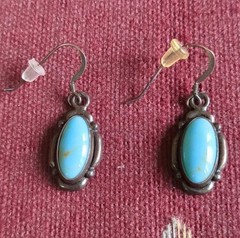 Vintage Italian 925 Sterling Silver Turquoise Dangle Earring Post-1968 Hallmark