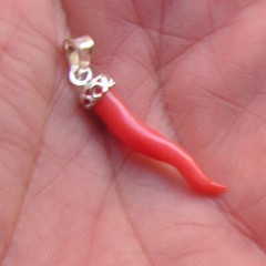 Christmas gift lucky horn Italian Silver Gold And Genuine Red Coral Mediterranea