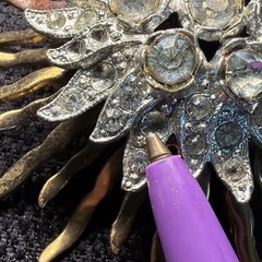 Art Deco Two Tone Rhinestone Starburst Brooch Missing Stones