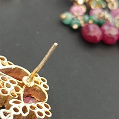 Vintage Boho Luxe Chandelier Earrings Maximalist Floral Ruby Rococo Style Opera