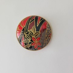 Vintage Abstract Floral Brooch Pin Pendant Gold Tone Round 1.5″ Retro MCM