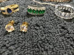 lot Of 8 Silver And Gold Tone Necklace/bracelets/earrings/Rings