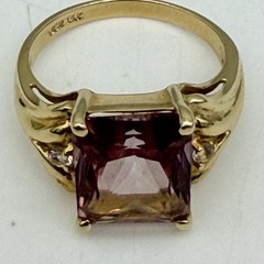 Vtg Solid 14k Yellow Gold Over 6 Carat Pink Topaz Ring Designer John C Rinker