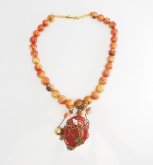 One of a kind red gemstone chunky handmade necklace