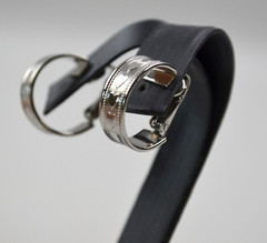 Vintage Silver Tone Clip On Hoop Earrings with Hearts .75″