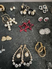 Lot of 70+ Pairs Vintage To Modern Earrings Pierced Clip-On Stud Loop
