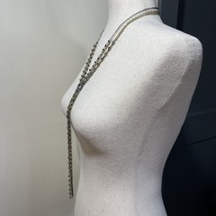 Art Deco 6-Strand Lariat Smoky Quartz Faceted Crystal Necklace w/AB; Dramatic!
