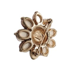 Monet Flower Brooch Burgundy Red Crystal Art Deco Couture rare Vintage 1.5 in