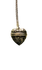 FABULOUS! Antique STERLING * HEART & FLOWERS*Locket w *STERLING 24 inch CHAIN!