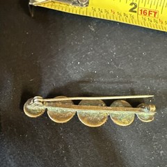 Vintage Clear Rhinestone Cabochon Bar Brooch Bezel Set C Clasp Jewelry 2.25 in