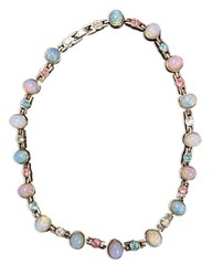 Givenchy Vintage Opal Cabochon Collar Necklace Silvertone Crystal Runway