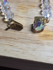 Vintage 48″ AB Crystal Glass Bead Necklace Faceted 8mm Aurora Borealis Long