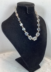 Antique VTG Art Deco Gold Filled Rhombic Graduated Cut Crystal Glass Necklace