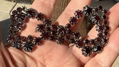 Antique Faceted Glass Or Garnet Gemstones Huge Broken Bow Brooch Pin READ