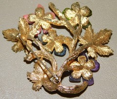 VINTAGE Signed ORIGINAL SWOBODA FLOWER BROOCH MULTI-STONE 2 1/2″ x 2 1/2″