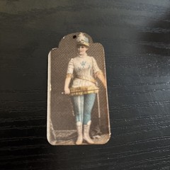 Tag Shaped Vintage Photo Handmade Pin C1