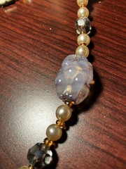 VINTAGE PEARL AND LAVENDER BEADS NECKLACE-21′ -EXCELLENT CONDITION
