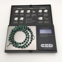 Silver Schark Handmade Sterling Silver & Green Malachite Necklace 21″ #97