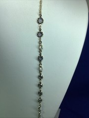 Vintage Signed BR 34″ Prong Set Amethyst Gold Bead Strand Necklace N66