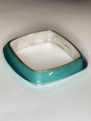 Kenneth Cole Teal Resin Square Bangle Bracelet Translucent Acrylic KC Vintage