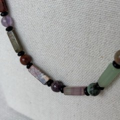 Vintage Semi-precious Natural Stone Necklace Barrel Clasp 24”