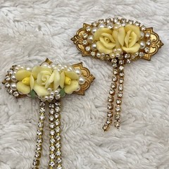 Vintage Ceramic Flower Brooch Lot of 2 Pins AS IS