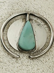 Alain Teissier Signed Modernist Sterling Turquoise Scarf Ring/Holder French 24g