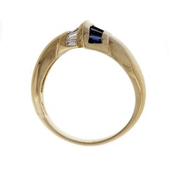 Estate By Pass Tapered Baguette Diamond Sapphire Ring