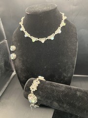 Vintage 3 Piece Barclay Jewelry Set Necklace, Bracelet, Earrings Rhinestones