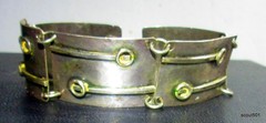 VTG Mid Century Modern Artisan Panel Bracelet Industrial Machine Age Brutalist