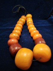 Antique African Butterscotch Egg Yolk Baltic Amber Round Bead Necklace.