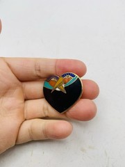 Vintage Signed Laurel Burch Rainbow “Bird Heart” Toucan Cloisonné Enamel Brooch
