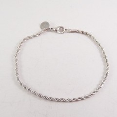 Sterling Silver Rope Bracelet Solid Vintage 925 7.5″ Long 2.5mm