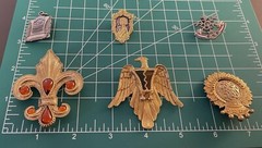 16-Vintage Brooch Pins Academic Marksman Crests Ski Award G&R Ski Tie Tac Eagle