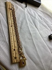 Vintage R. J Graziano Gold Tone Necklace With Lock And Key Pendant Rhinestones