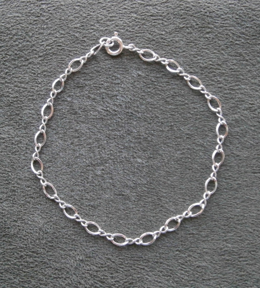 Dainty Figure 8 Infinity Link Vintage Shiny Sterling Silver Bracelet 7.25″ 1.8g