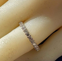 EARTH MINED DIAMOND Deco Style Wedding BAND 14K GOLD Stacking Anniversary RING