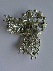 Vintage Mid Century Blue Rhinestone Flower Brooch